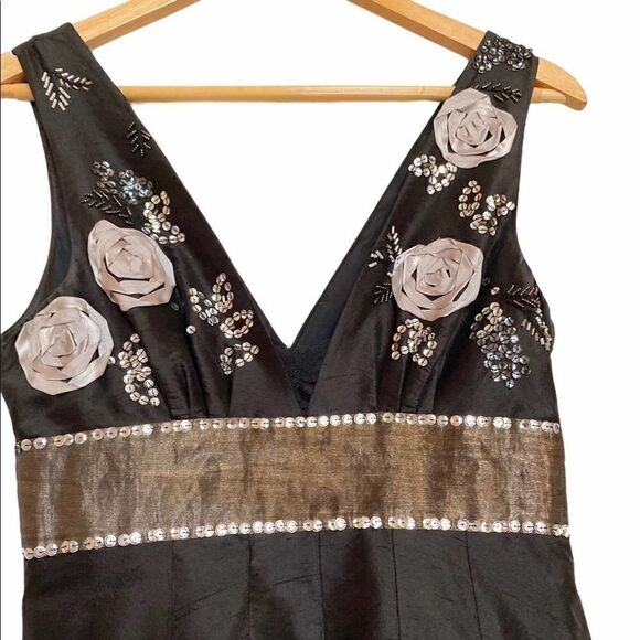 Tibi Green Tag Sequined Floral Silk Dress - Picture 5 of 6